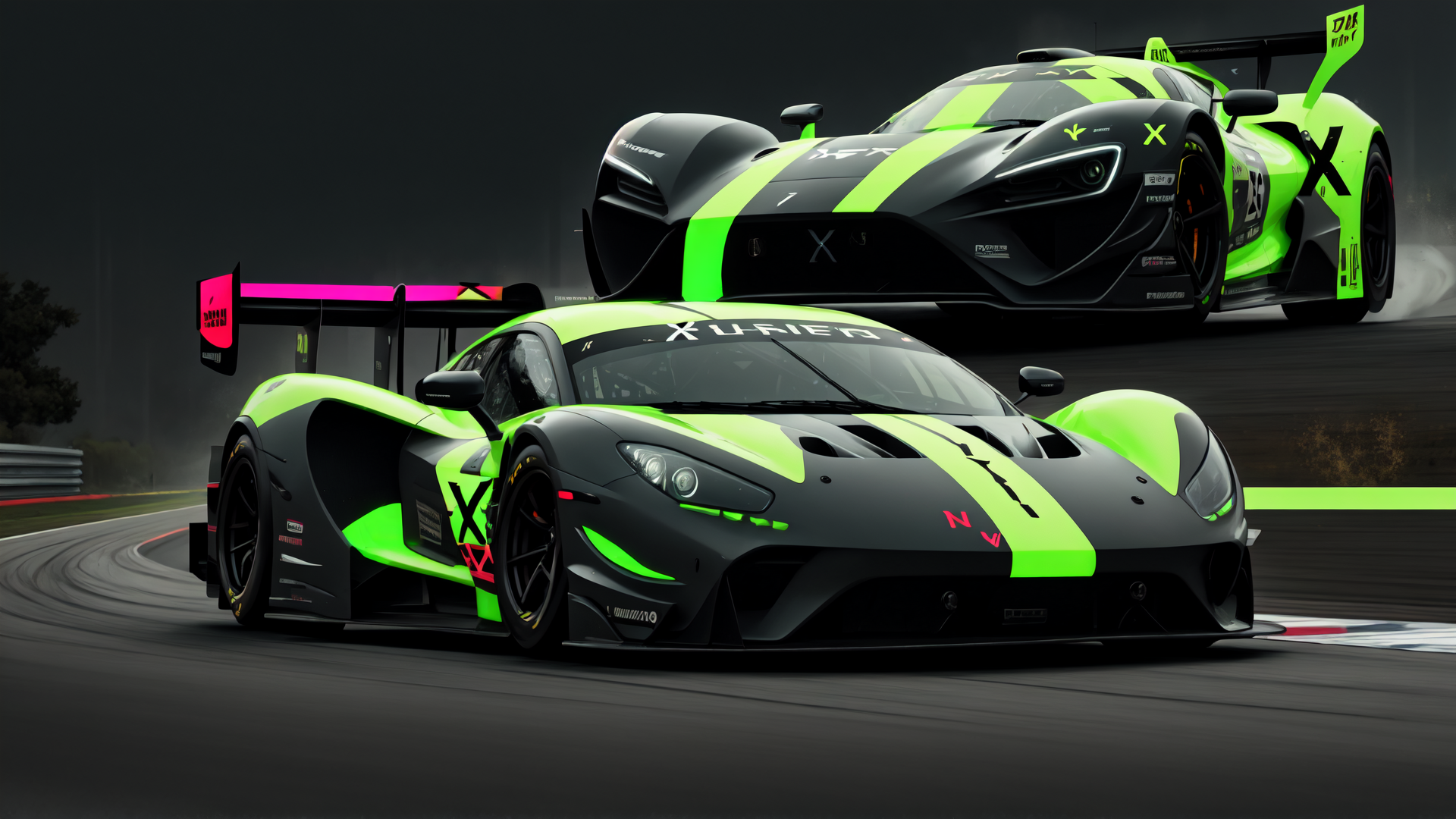 AI generated wallpaper featuring race car, supercar, track, racing car, sports car, car, vehicle, formula car, auto, speed