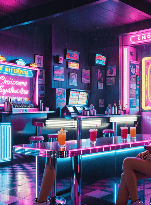 woman, vintage diner, jukebox