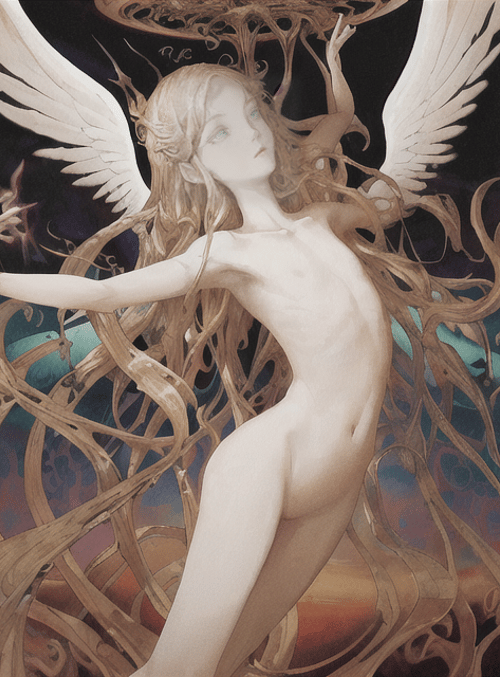angel, woman, hair