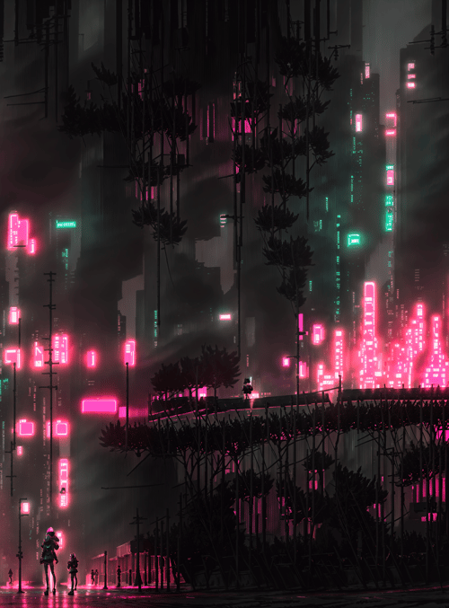 city, people, trees