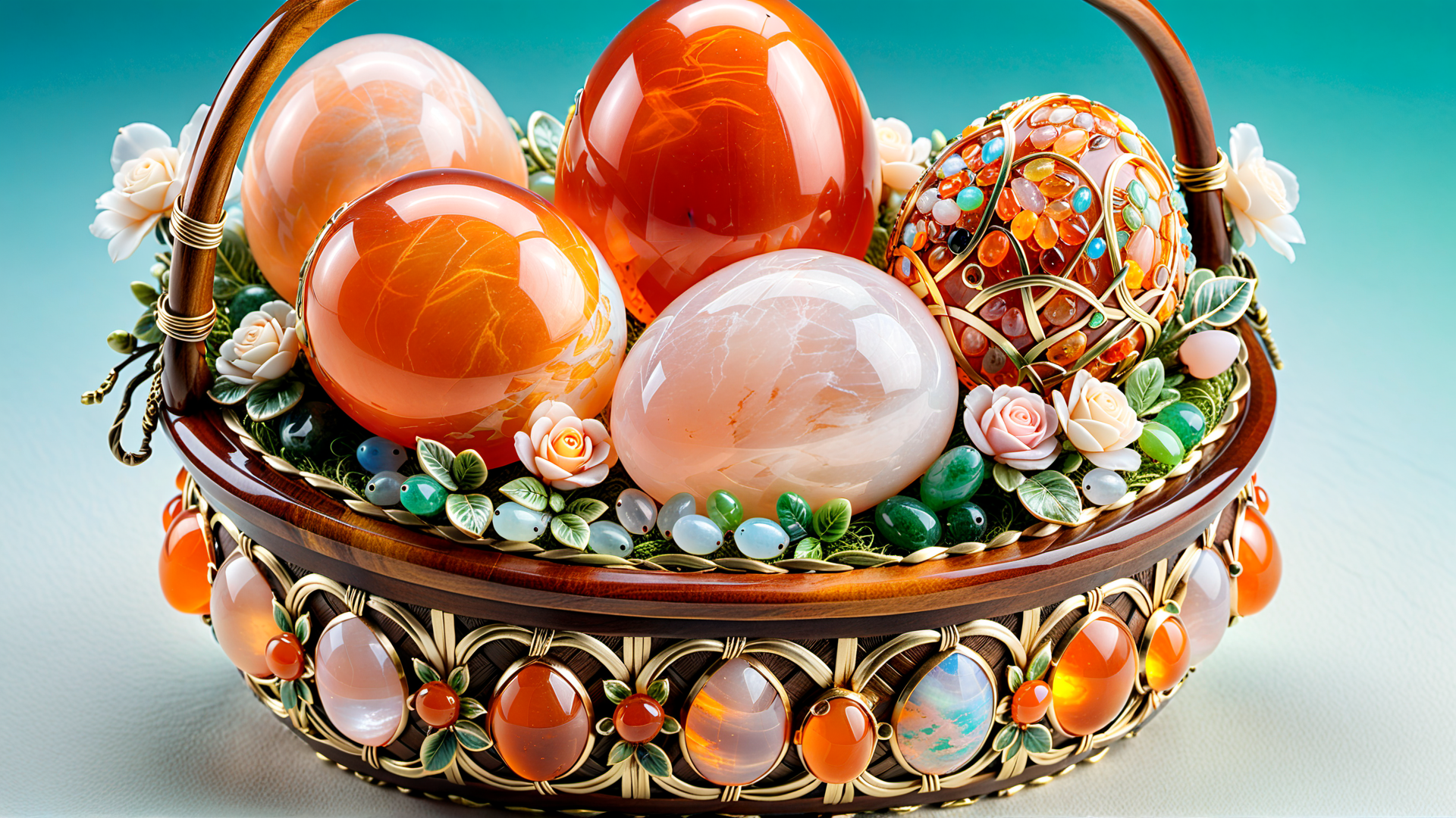 AI generated wallpaper featuring eggs, basket, jewelry