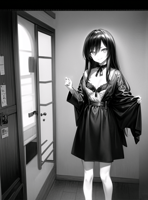 anime girl, corridor, door