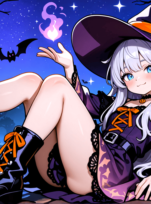 witch, pumpkin, bat, moon, candy, tree, girl, hat, boot, candle