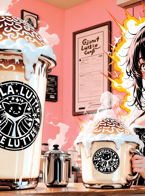 coffee, cafe, girl, mug, cat, sign, apron, foam, window, kettle