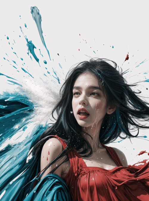 woman, paint, splash