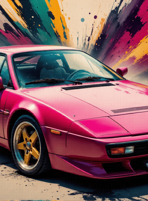 sports car, car, ferrari, pink car, vintage car, roadster