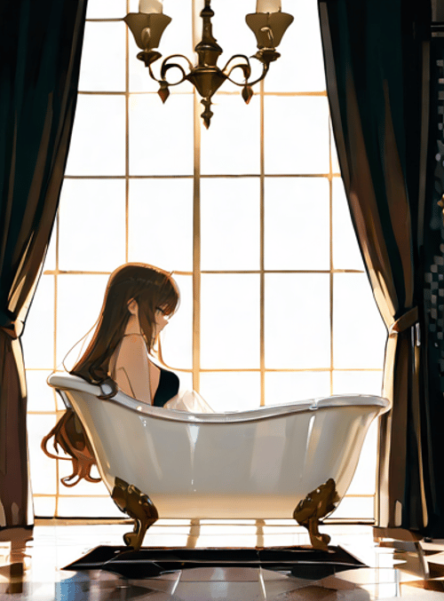 woman, bathtub, bathroom