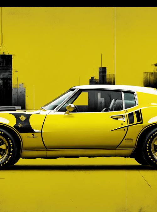 car, muscle car, classic car, yellow car, sports car