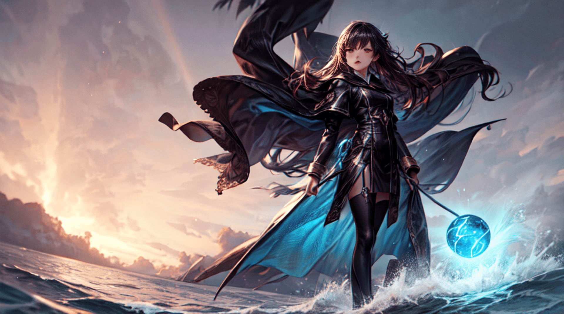 AI generated wallpaper featuring girl, mage, sailor