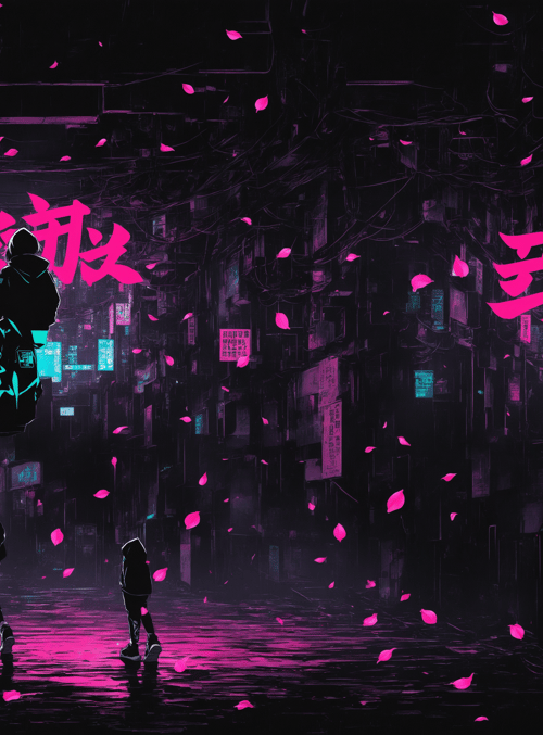 silhouettes, petals, city