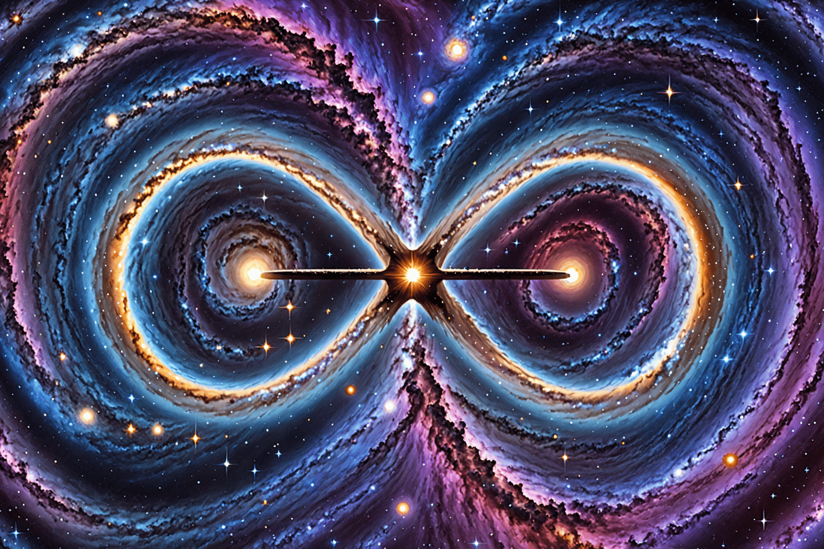 AI generated wallpaper featuring galaxy, infinite symbol, stars