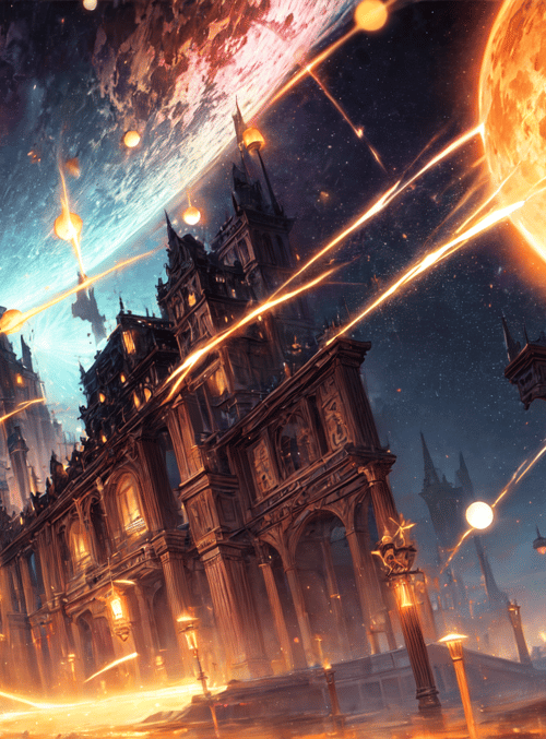 city, planets, buildings