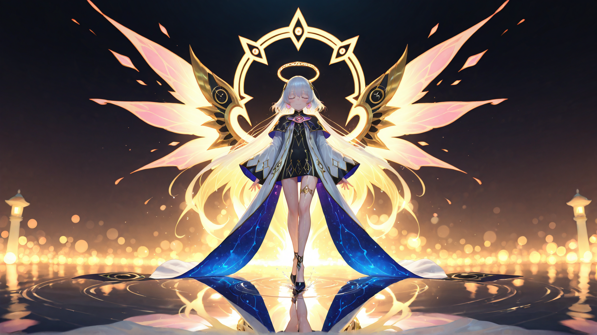 AI generated wallpaper featuring angel, girl, wings