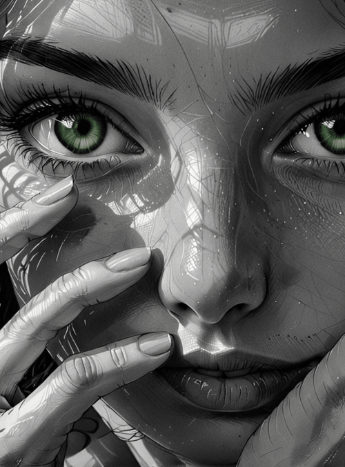 woman, hands, face, hair