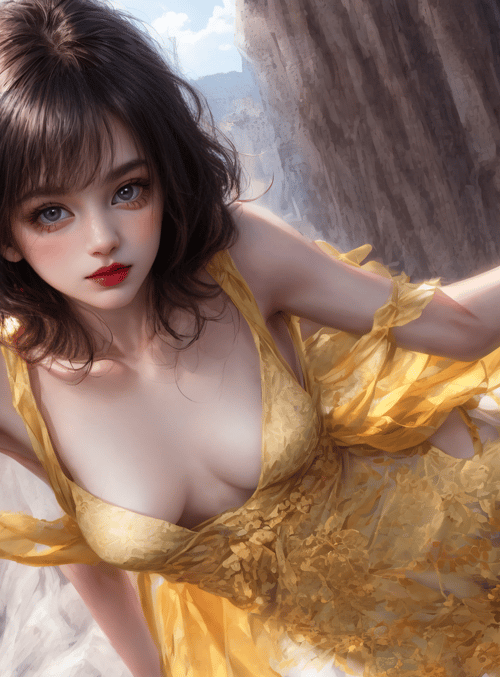 woman, dress, mountain