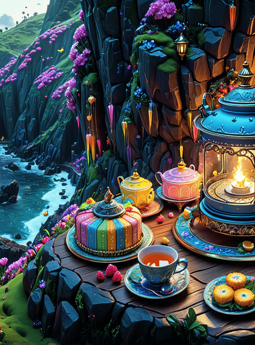 teapot, cliff, ocean
