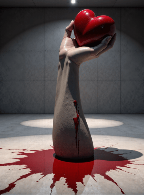 hand, heart, blood, arm, concrete