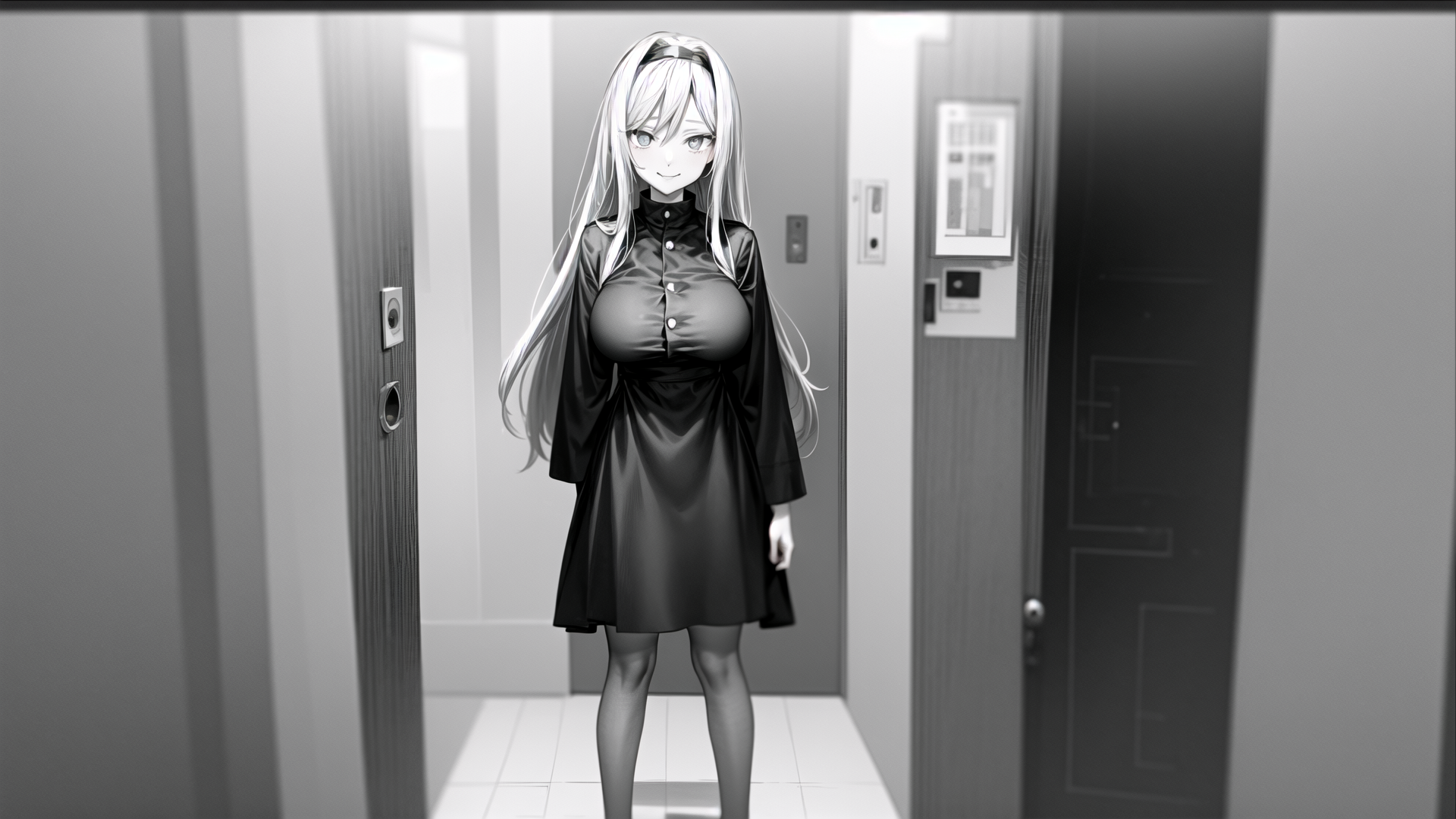 AI generated wallpaper featuring anime girl, nurse, corridor