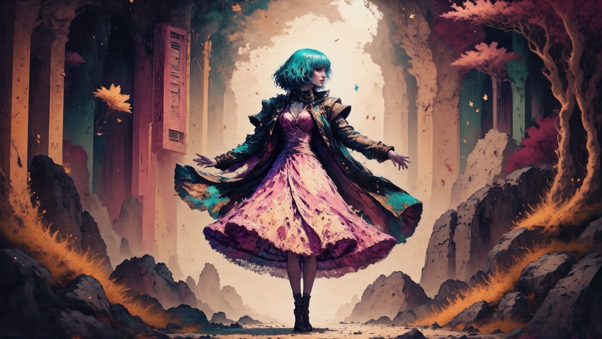 AI generated wallpaper featuring woman, fashion, fantasy