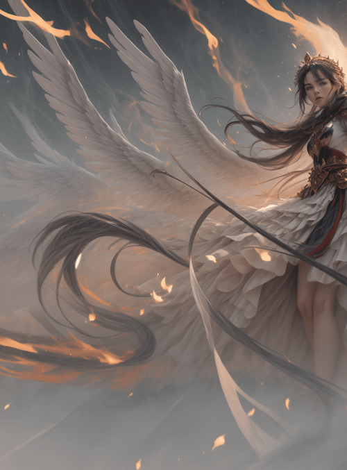 angel, woman, fire