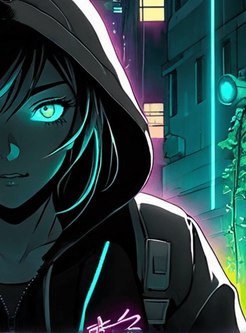 girl, hoodie, cyberpunk