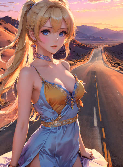 woman, desert, road