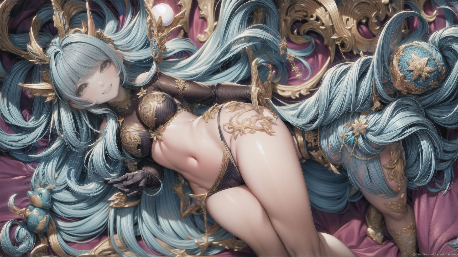 AI generated wallpaper featuring female, character, anime