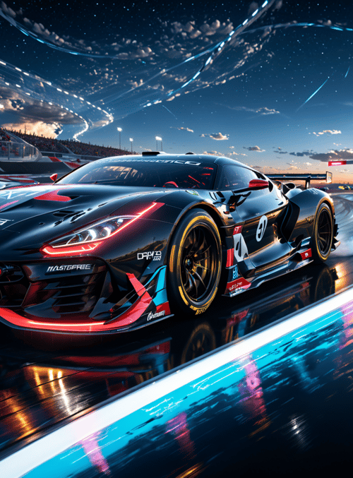 race car, track, crowd