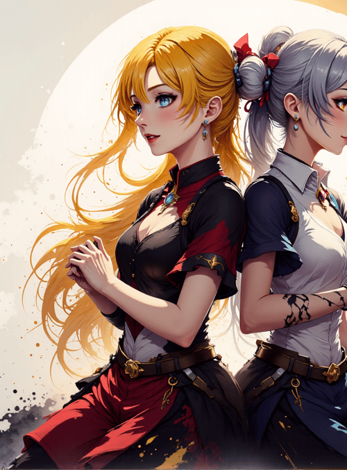 girls, anime, characters, women, artwork, wallpaper, figures, surreal, digital, illustration