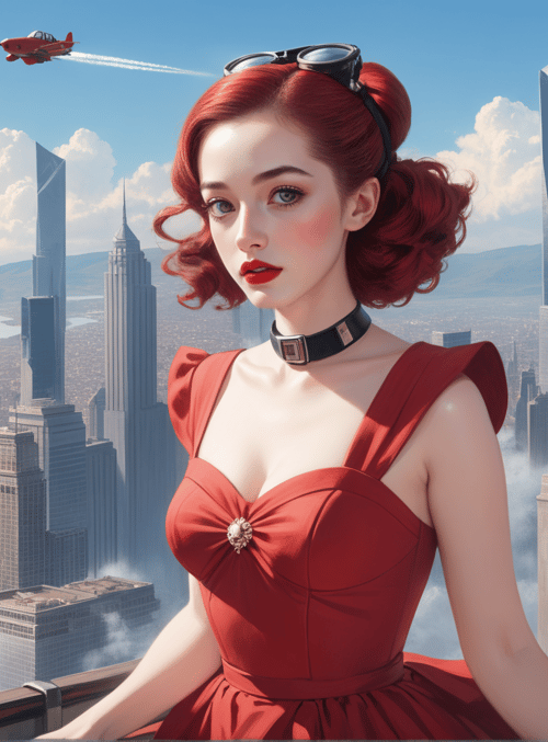 woman, cat, city