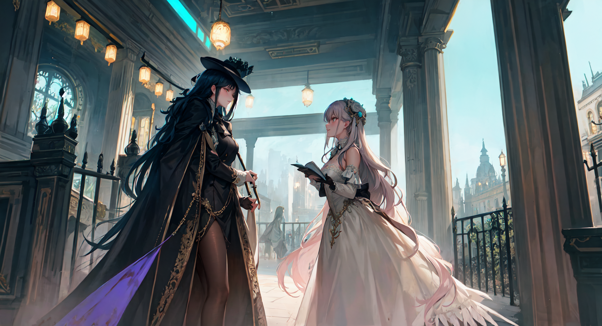 AI generated wallpaper featuring witch, princess, book