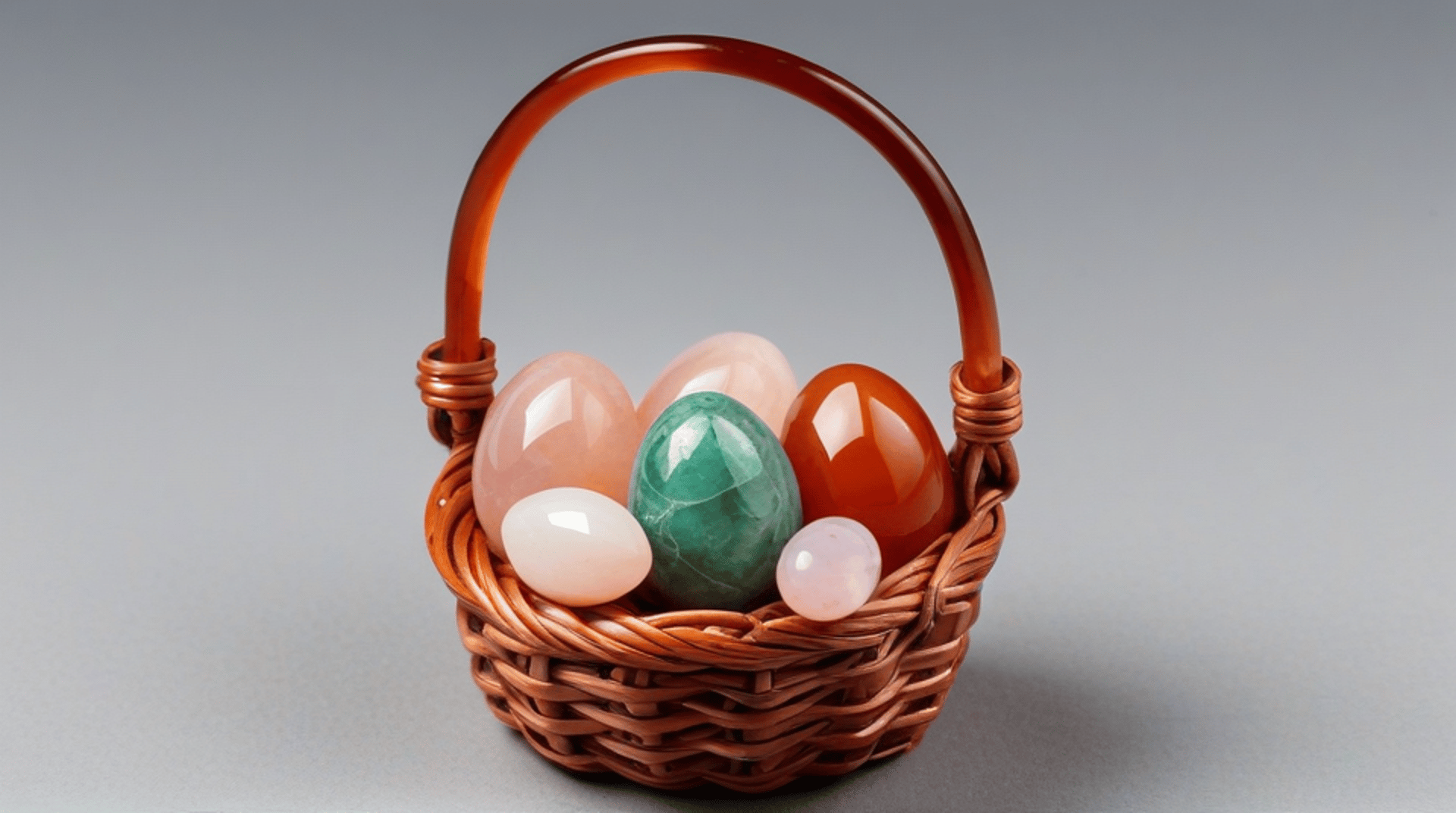 AI generated wallpaper featuring basket, eggs, stone