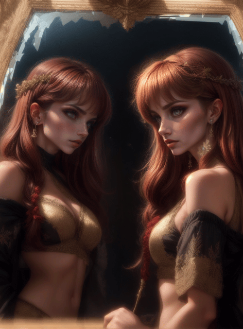 woman, mirror, reflection