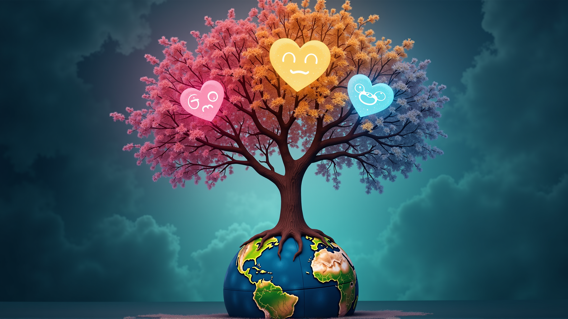 AI generated wallpaper featuring tree, earth, heart