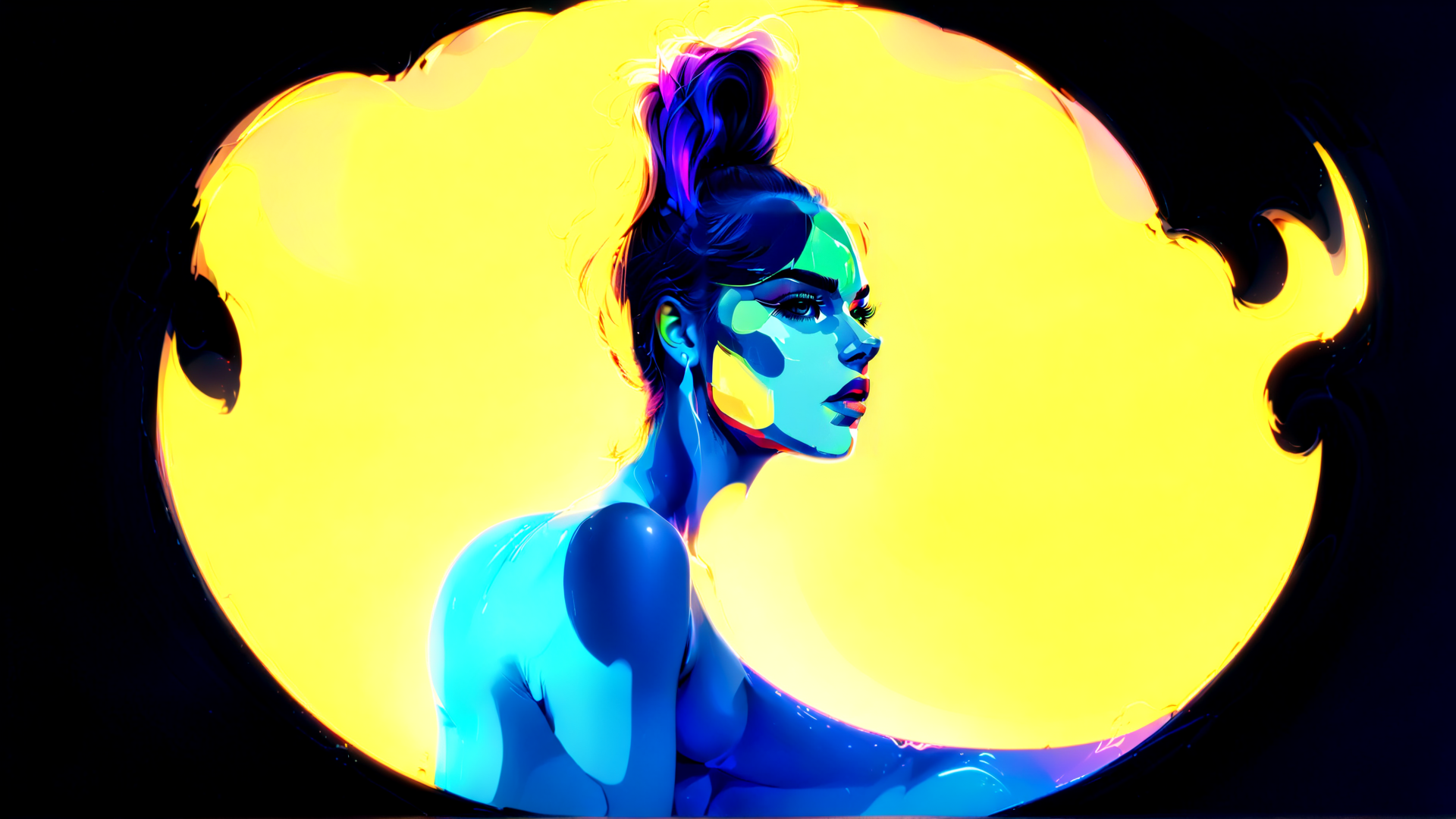 AI generated wallpaper featuring woman, silhouette