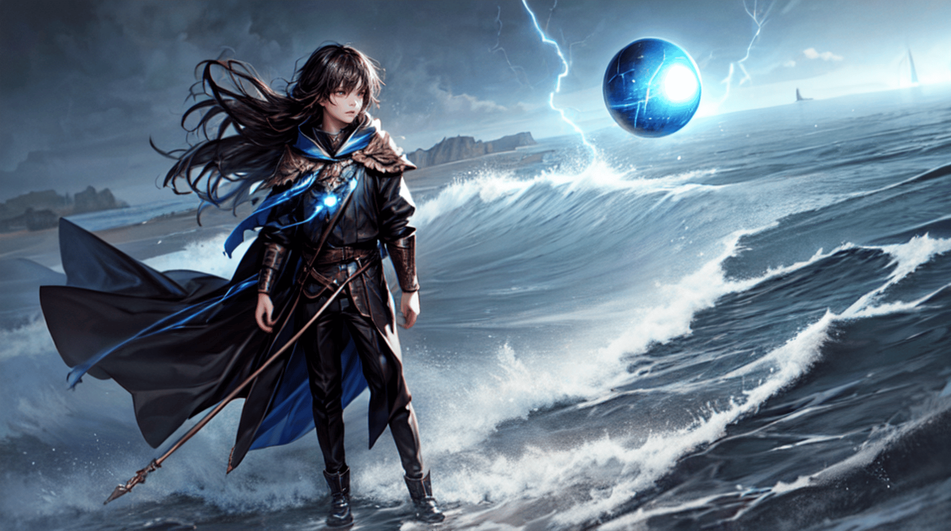 AI generated wallpaper featuring mage, sorcerer, wizard