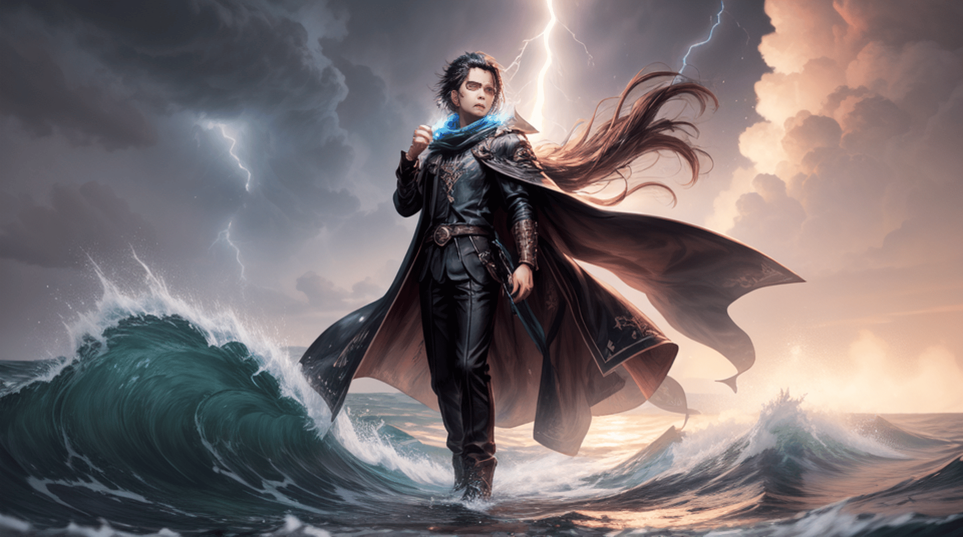 AI generated wallpaper featuring man, mage, wizard