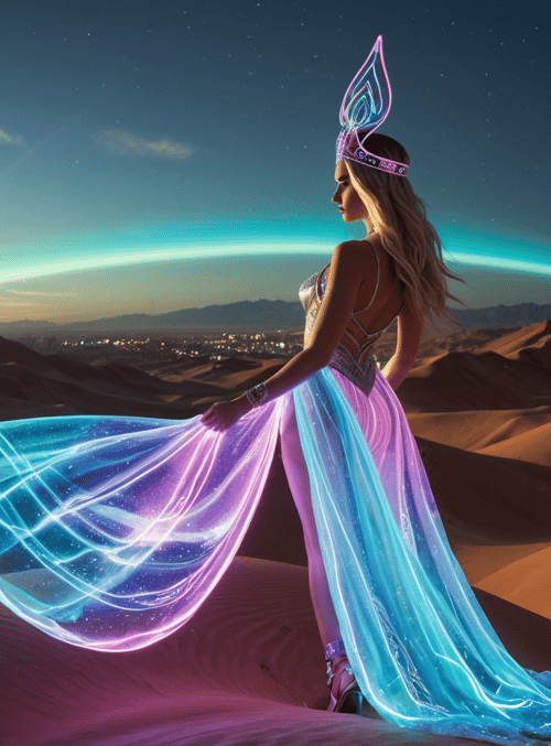 woman, dress, desert
