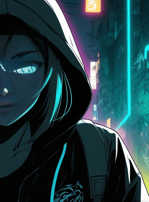 woman, hoodie, neon
