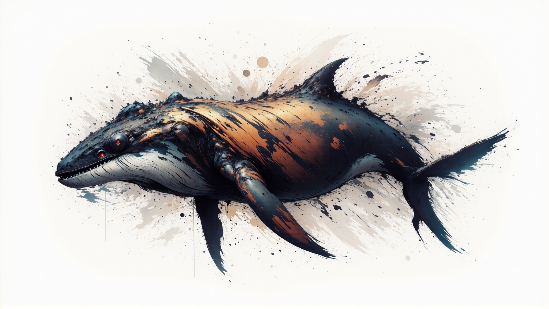 AI generated wallpaper featuring whale, marine, creature
