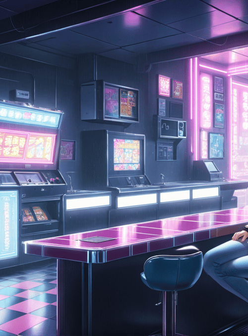 girl, arcade, game machine