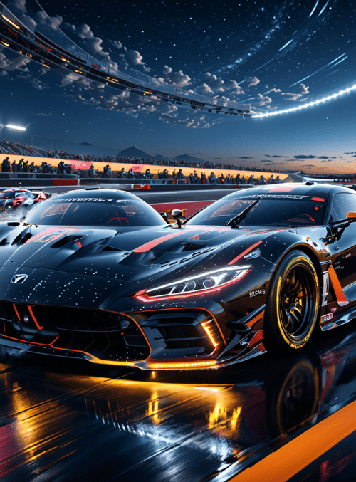 race car, track, audience