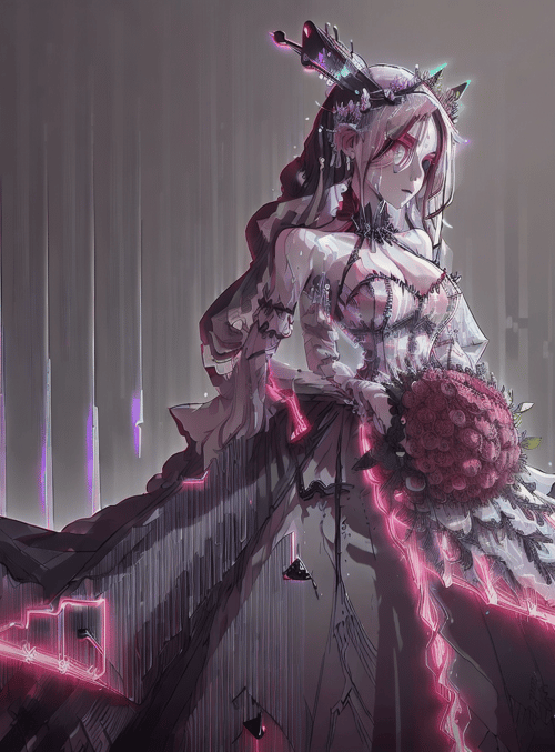 anime girl, bride, gown