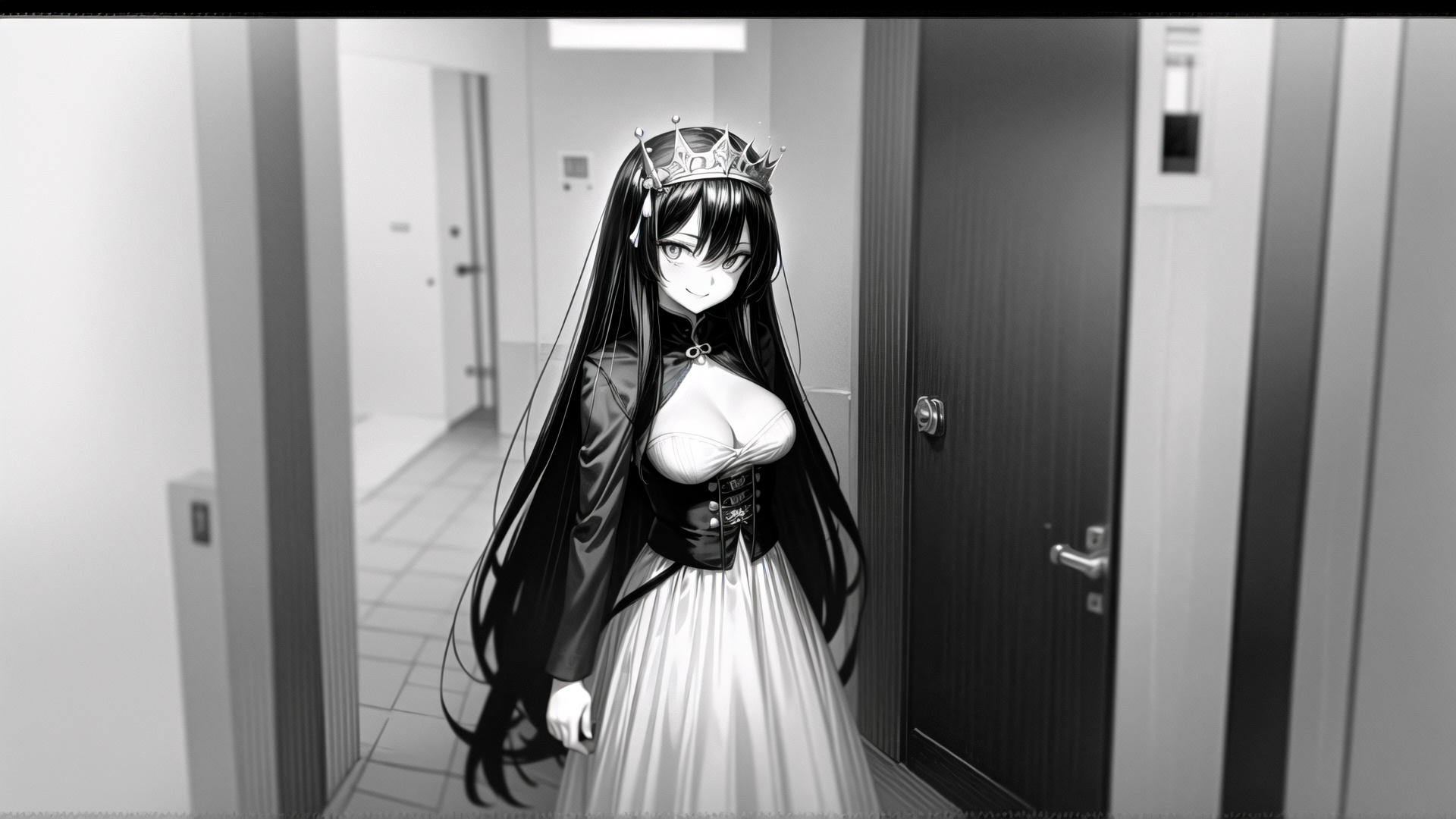 AI generated wallpaper featuring anime girl, queen, corset