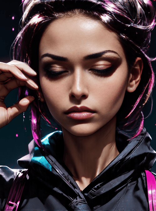 woman, neon, glow