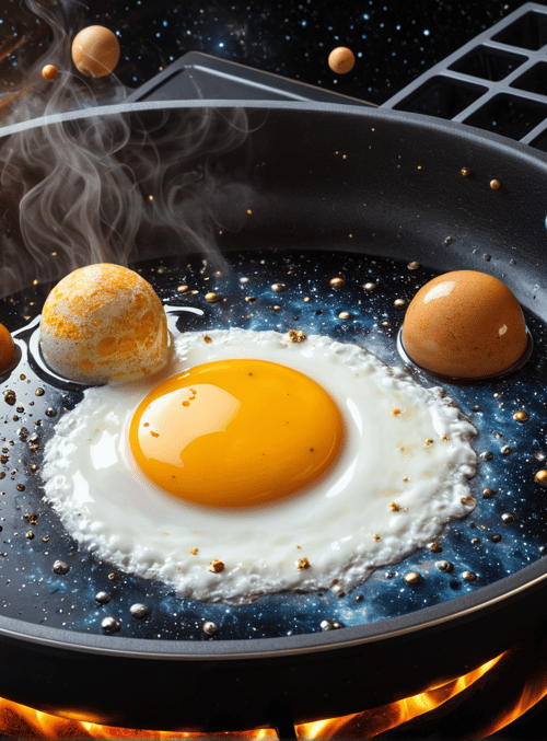 egg, pan, universe