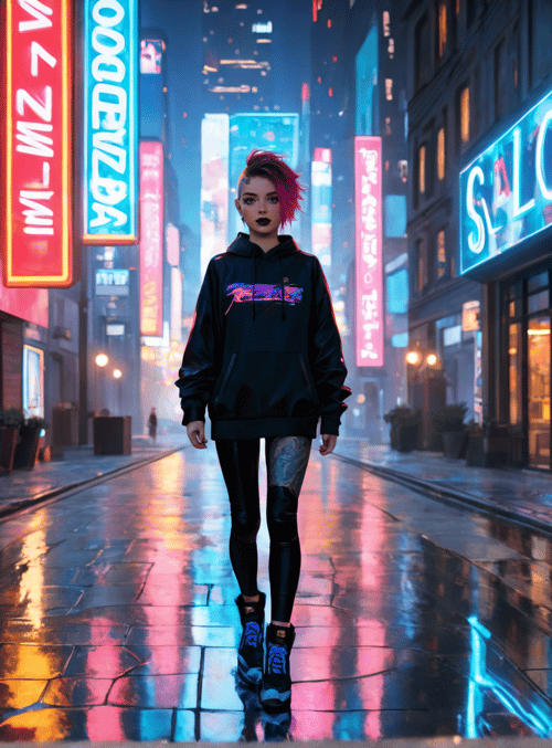 person, neon, city