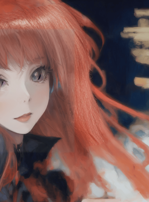 girl, headphones, red hair