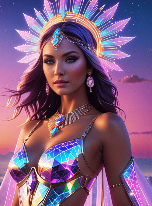 woman, cityscape, glow