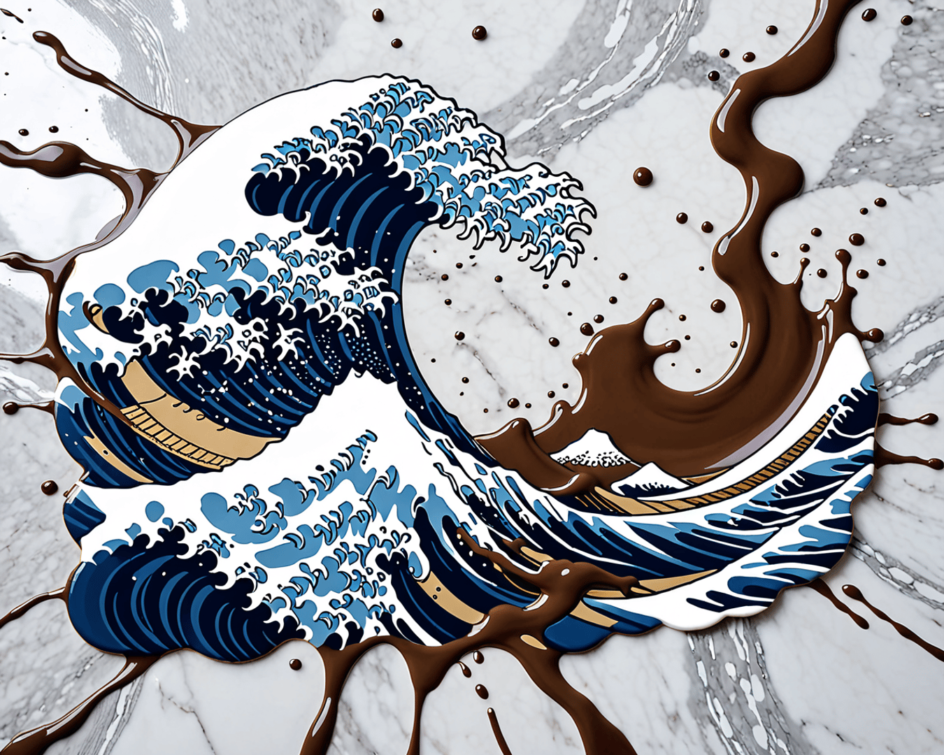 AI generated wallpaper featuring wave, chocolate, marble